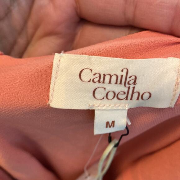 Revolve Camila Coelho Arnoldo Midi Dress Rose Halter Neck Sleeveless Size S NWT - Picture 9 of 10